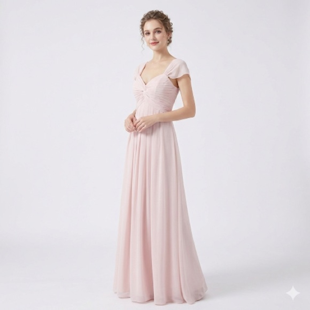 Azazie Kaitlynn Bridesmaid Chiffon Dress Rose Petal Size A12